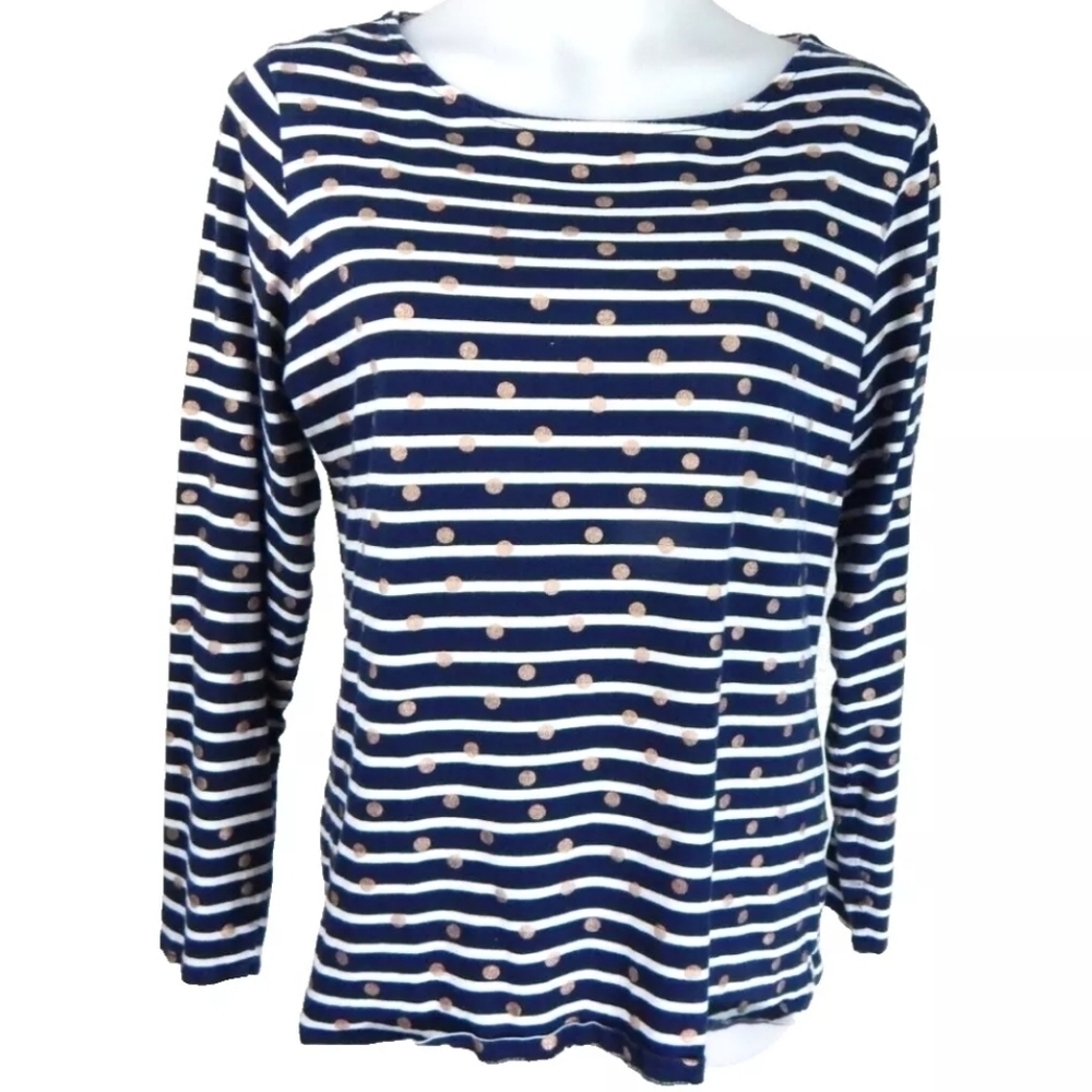 Boden Breton Long Sleeve Striped‎ Dot Tee